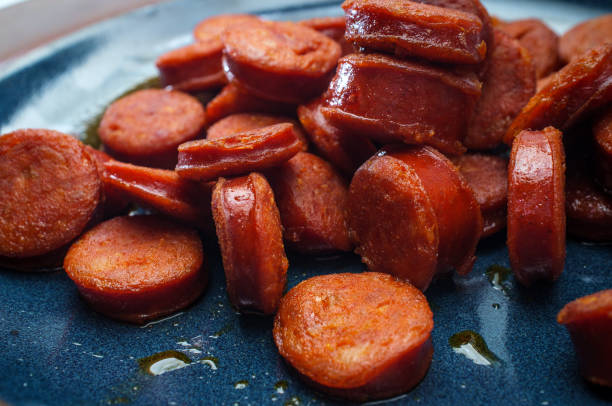 istock Cooked Sliced Chorizo Sausage 1265266649