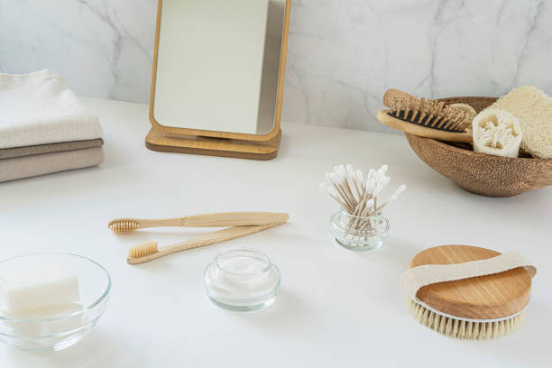 istock Zero waste concept. Set of eco friendly bathroom accessories 1265267269