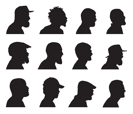 Bearded Men Head Profiles