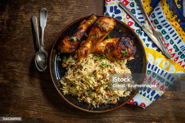 Barbecue Chicken Jollof Rice Stock Photo - Download Image Now - Rice - Food Staple, Food, Chicken Meat