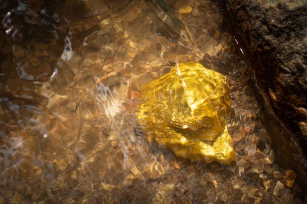 Pure gold nugget ore found in mine with natural water sources