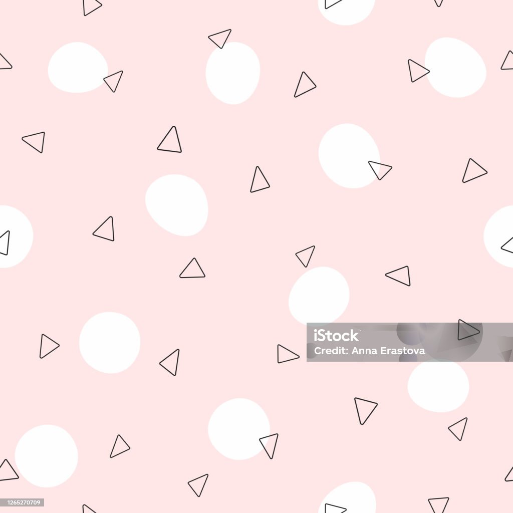 Cute Rounded Triangle Simple Seamless Pattern With Round Spots And Triangles Drawn By Hand ...