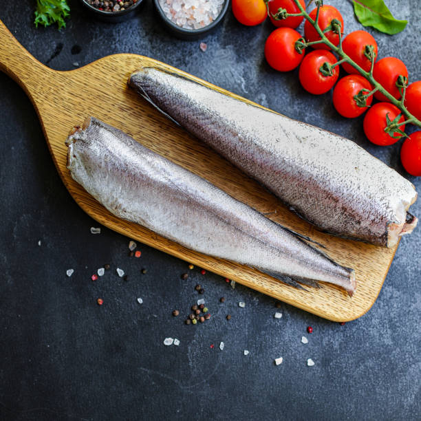 istock hake raw fish cut seafood ingredient top view place for text copy space keto or paleo diet raw pescetarian 1265278096