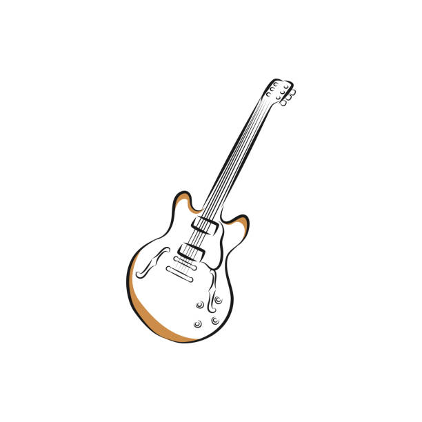 istock Black and white music background. Guitar and inscription rock'n'roll . stock illustration 1265280266
