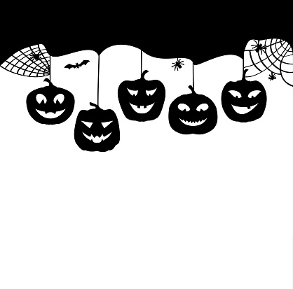 Halloween Design Pumpkins Black And White Horror Background For Holiday  Text Stock Illustration - Download Image Now - iStock