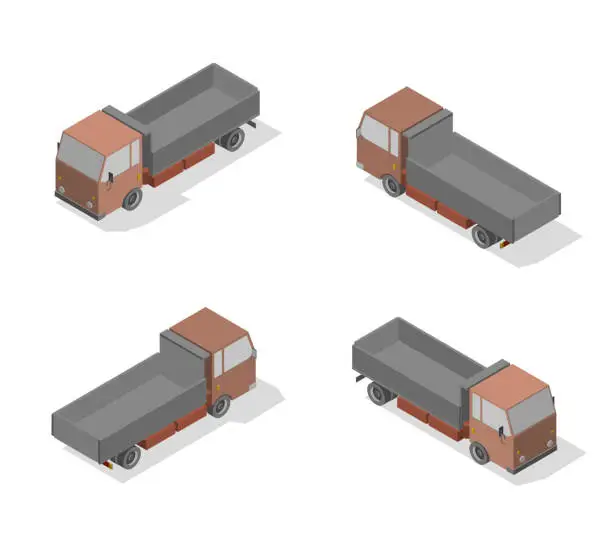 Vector illustration of Isometric transport icon set. Simple flat to right, left, forward, backward.