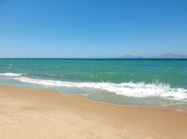 istock Blue sea and beach background. Aqua sea water surface. Sea surface view. Beach view. 1265282719