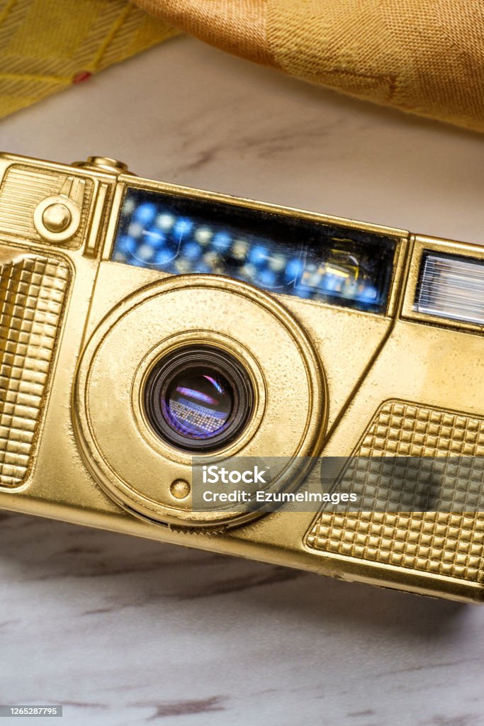 Camera Golden Point Gold Point And Shoot Camera Stock Photo - Download Image Now - Antique ...