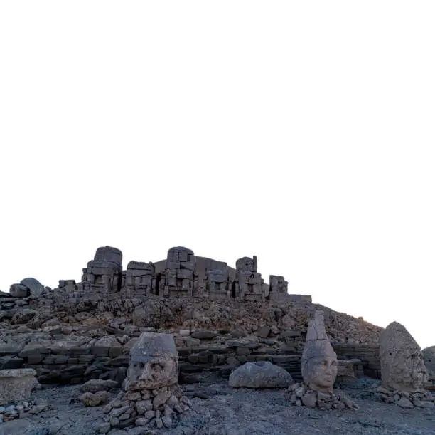Photo of Statues on top of the Nemrut Mountain in Adiyaman, Turkey. To watch the sun set and rise.
