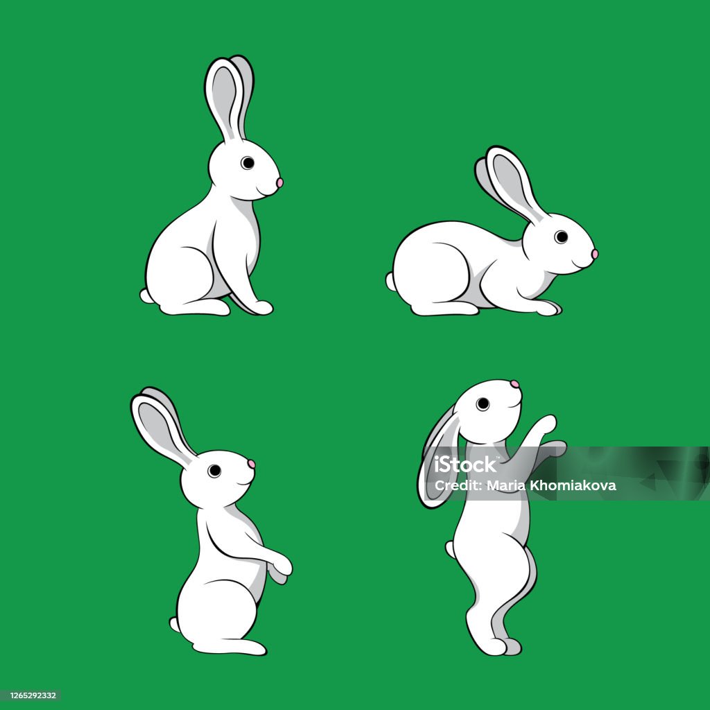 Vector Image White Rabbit Set Of White Rabbits Stock Illustration - Download Image Now - Abstract ...