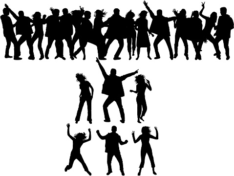 Dancing people silhouettes