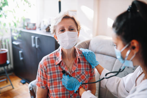istock Female doctor using stethoscope with an elderly patient 1265297209