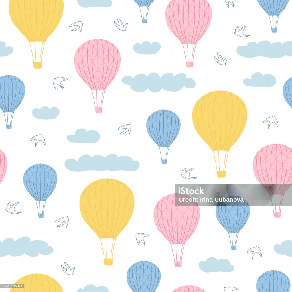 Childrens Seamless Pattern With Air Balloons Clouds And Birds On White Background Cute Texture For Kids Room Design Wallpaper Textiles Wrapping Paper Apparel Vector Illustration Stock Illustration - Download Image Now - iStock Childrens Seamless Pattern With Air Balloons Clouds And Birds On White Background Cute Texture For Kids Room Design Wallpaper Textiles Wrapping Paper Apparel Vector Illustration Stock Illustration - Download Image Now - iStock