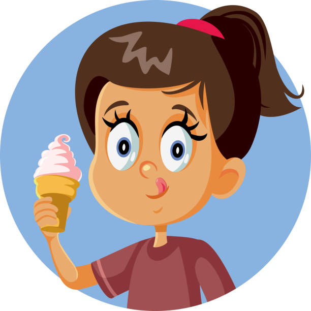 427 Cartoon Of A Girl Eating Ice Cream Illustrations & Clip Art - iStock