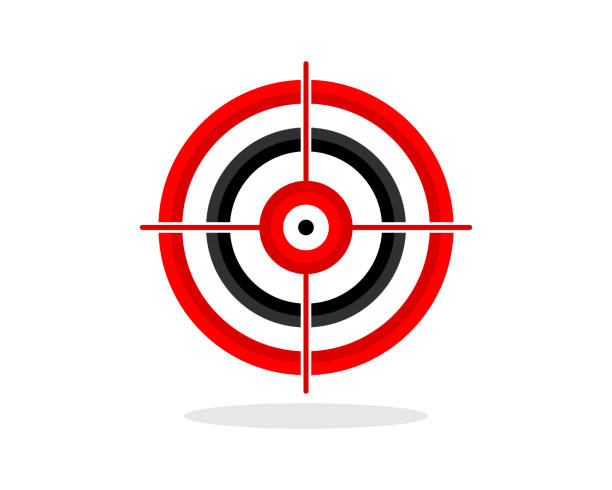 ilustrações de stock, clip art, desenhos animados e ícones de black and red bulls eye target - target sport target target shooting bulls eye