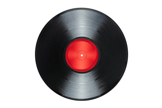 istock Vinyl record with red blank label isolated on white background 1265333502