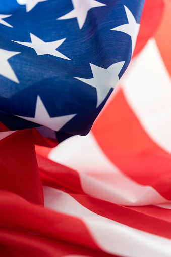 American Flag or United States of America national flag background, close up.