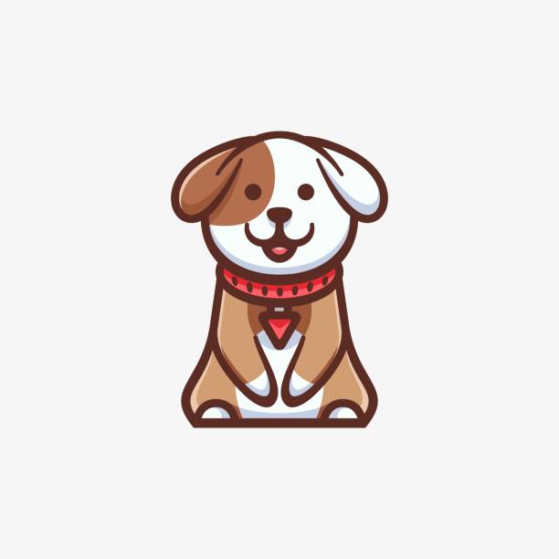 stockillustraties, clipart, cartoons en iconen met de illustratie van de vector leuke hond eenvoudige mascottestijl. - funny image