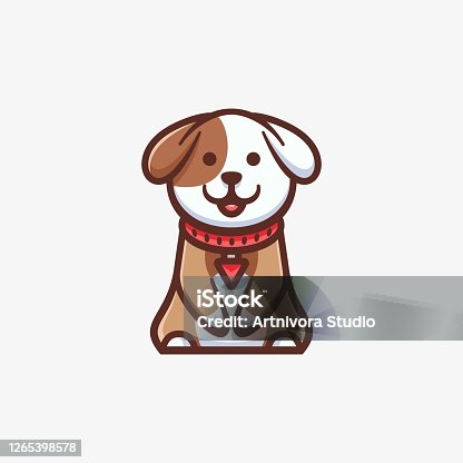 istock Vector Illustration Cute Dog Simple Mascot Style. 1265398578