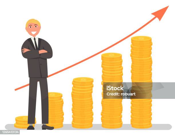 Pengusaha Dan Vektor Grafik Investasi Yang Berkembang Ilustrasi Stok