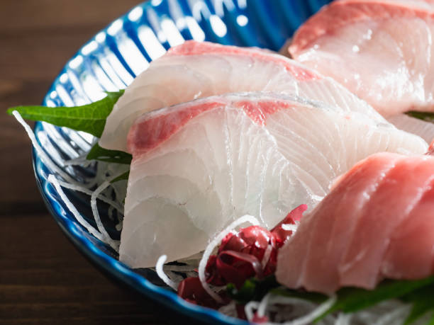 istock Close up of amberjack sashimi. 1265430695