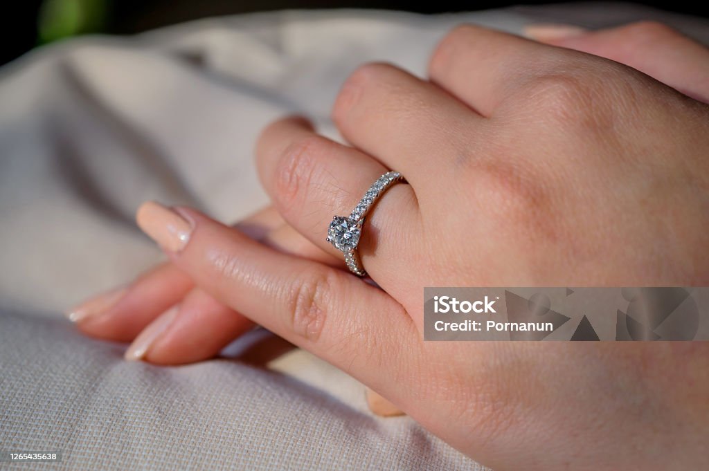 wedding rings together in hands Gold - Metal Stock Photo