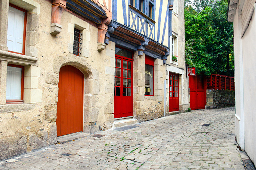 Rue Bossuet, Bouffay in Nantes, Pays de la Loire, France on August 27, 2014