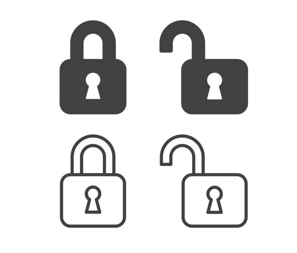 illustrazioni stock, clip art, cartoni animati e icone di tendenza di lucchetto - icone illustrazione - padlock lock security system security