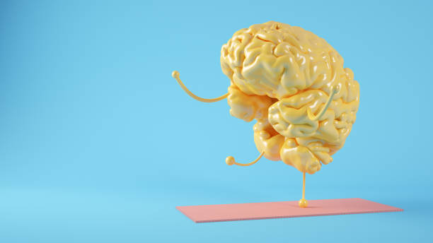 istock yellow brain doing yoga exercises 1265438537