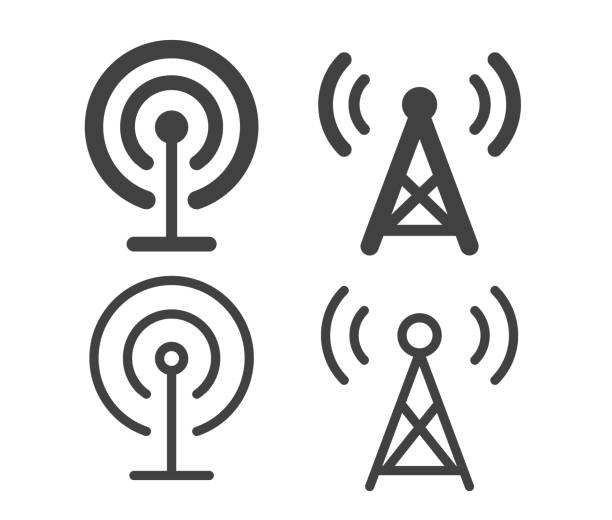Antenna - Illustration Icons Antenna, cell tower stock illustrations