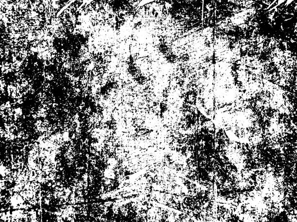 ilustrações, clipart, desenhos animados e ícones de grunge preto e branco. textura de sobreposição de angústia. pó de superfície abstrato e conceito de fundo de parede suja áspera. - 3504