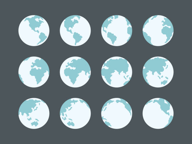 kolekcja ikon globes - map continents earth europe stock illustrations