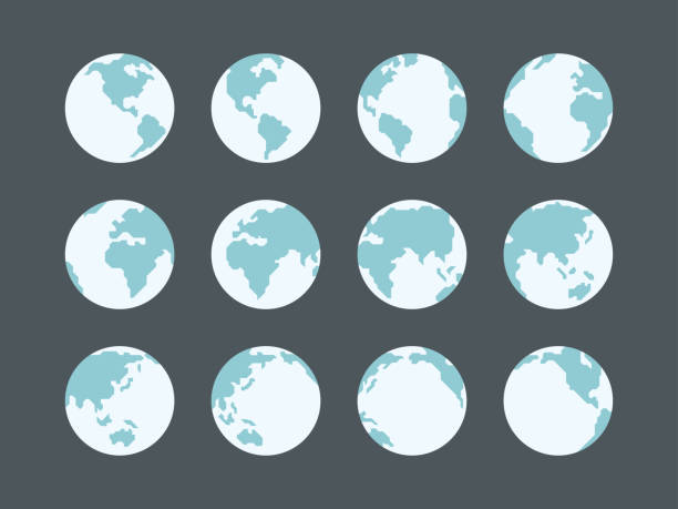 ilustrações, clipart, desenhos animados e ícones de coleção de ícones globes - map continents earth europe