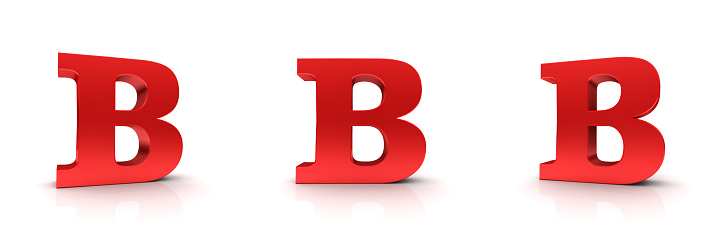 Letter B red sign 3d rendering characters