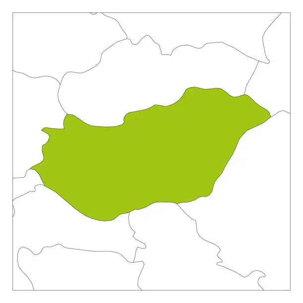 Vector illustration of Map of Hungary green highlighted with neighbor countries