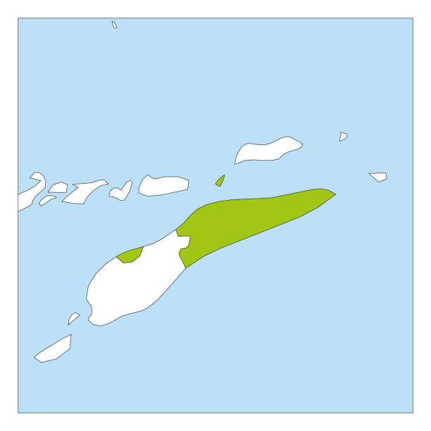 istock Map of East Timor green highlighted with neighbor countries 1265472857