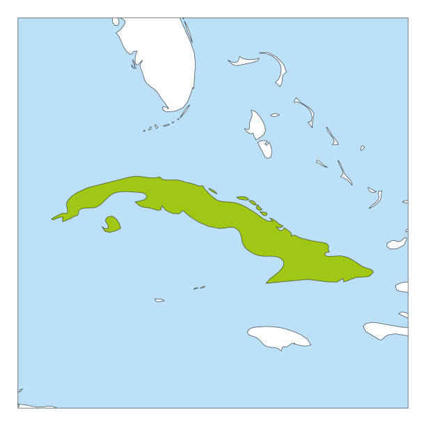 istock Map of Cuba green highlighted with neighbor countries 1265473040