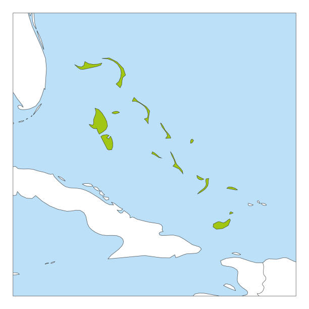 istock Map of The Bahamas green highlighted with neighbor countries 1265473346