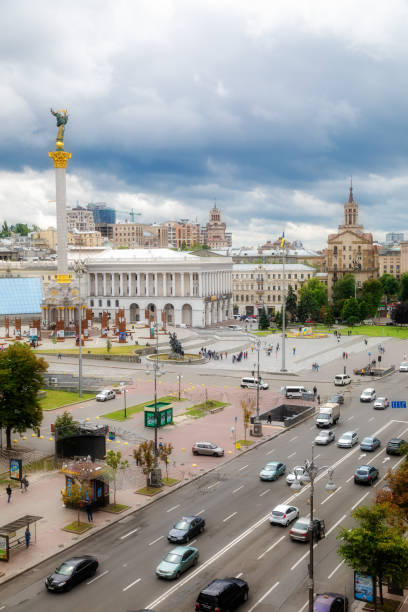 istock Independence Square and statue in Kiev, Ukraine 1265497132