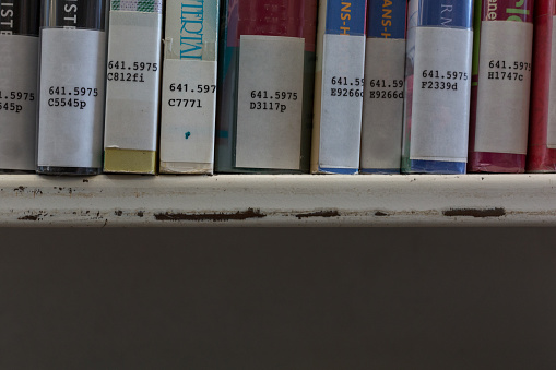 Close up of books on shelf