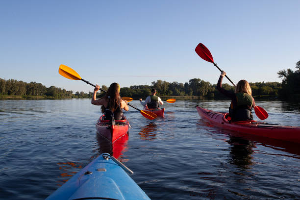 kayaking. - canoeing imagens e fotografias de stock