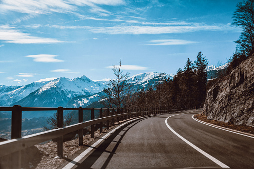Tarmac Road Through The Bernese Alps, Switzerland