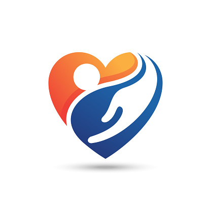 people heart hand care vector. potential for charity, healthcare symbol. gradient color style