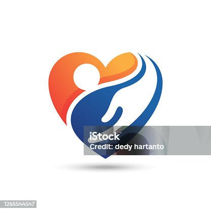 istock people heart hand care vector. potential for charity, healthcare symbol. gradient color style 1265544547