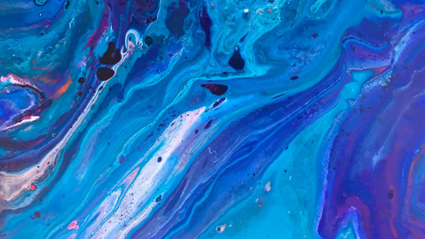 istock Blue marble abstract background texture. Indigo ocean blue marbling. Fluid painting. Vector 1265545216
