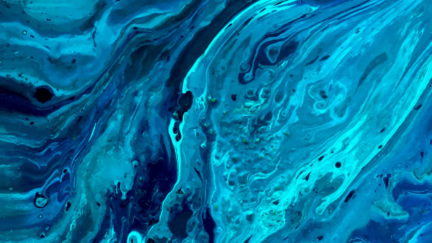 istock Blue marble abstract background texture. Indigo ocean blue marbling. Fluid painting. Vector 1265545246