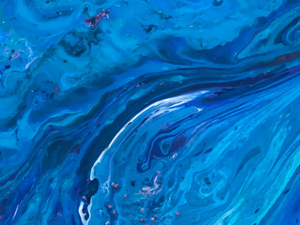 istock Blue marble abstract background texture. Indigo ocean blue marbling. Fluid painting. Vector 1265545343