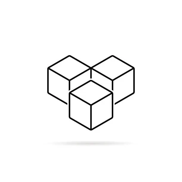 Vector illustration of thin line cubes like sugar or ice
