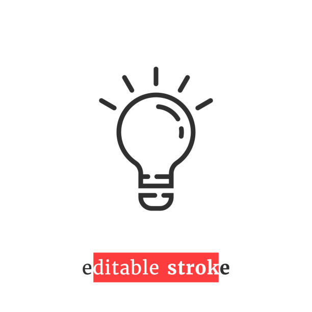 ilustrações de stock, clip art, desenhos animados e ícones de minimal editable stroke bulb icon - lamp