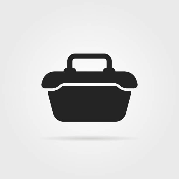 ilustrações de stock, clip art, desenhos animados e ícones de tool or food container black icon - lunch box lunch bucket box
